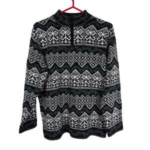 Vintage Marisa Christina Sweater Women's M Black White Nordic Fair Isle Holly